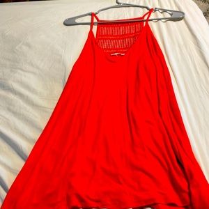 Spaghetti strap tank top reddish orange color